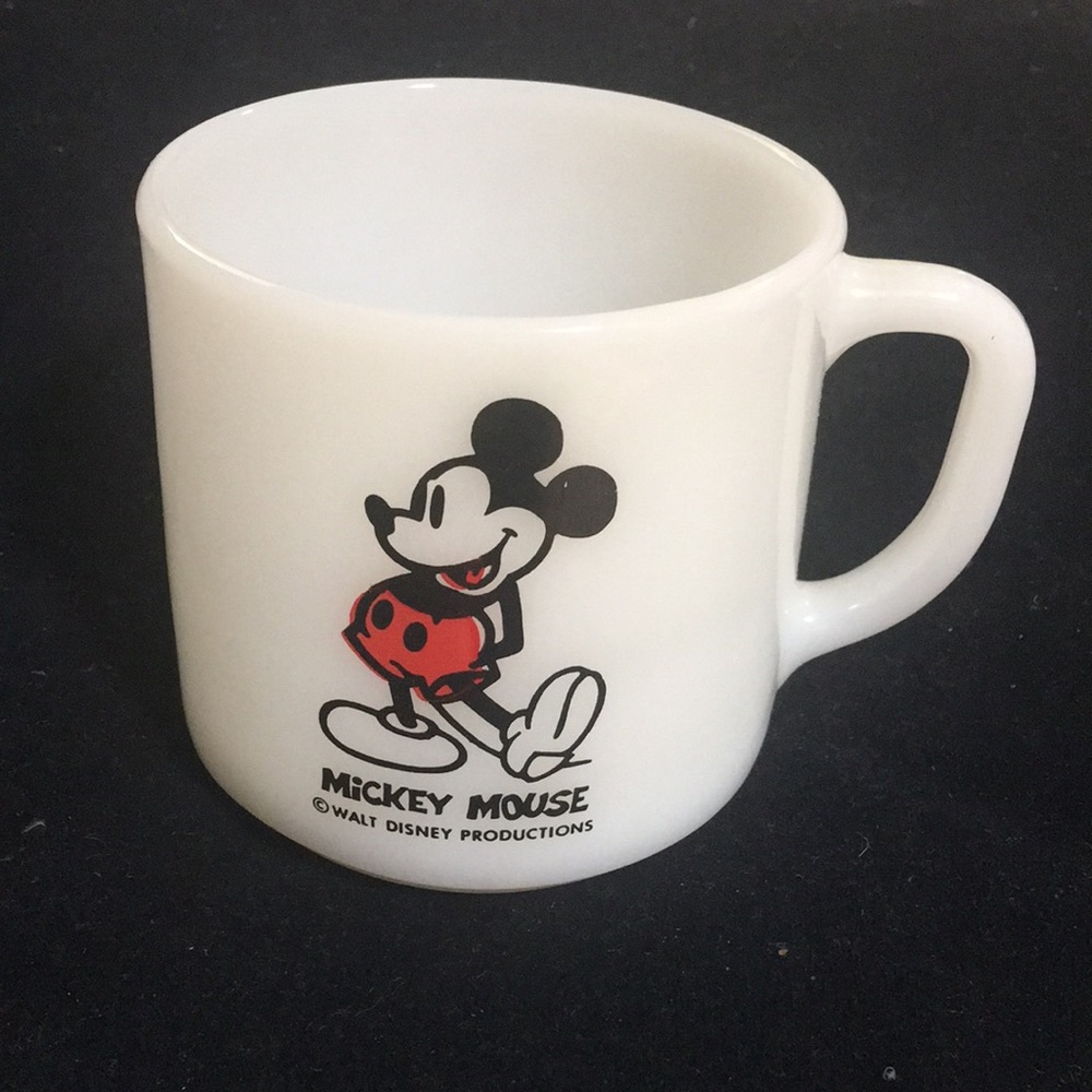Vintage Disney milk glass mug Mickey Mouse
